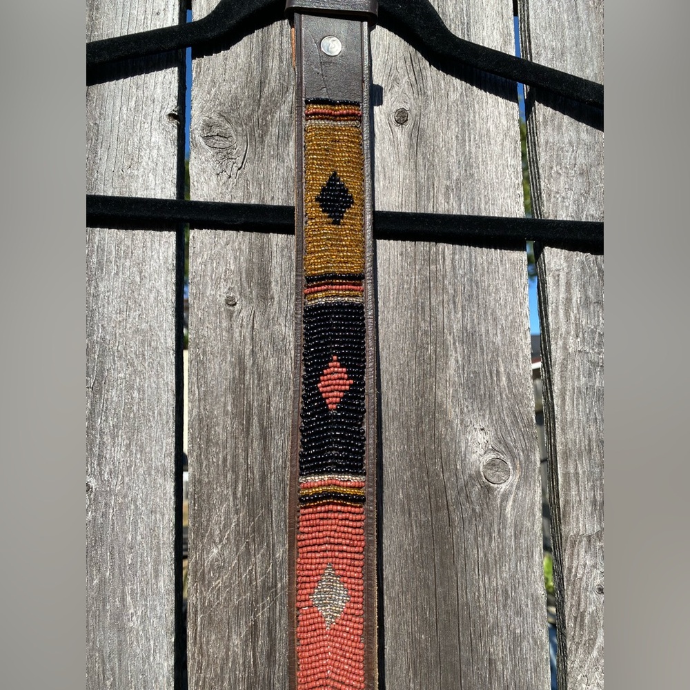 Hand beaded Leather Belt